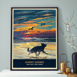 German Shepherd Sunset Beach Print - A Limited Edition Alsatian Dog Lover’s Gift.