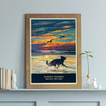 German Shepherd Sunset Beach Print - A Limited Edition Alsatian Dog Lover’s Gift.