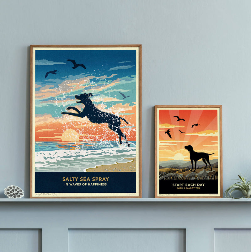 Pointer Or Viszla Limited Edition Seaside Print - A Dog Lover’s Gift.