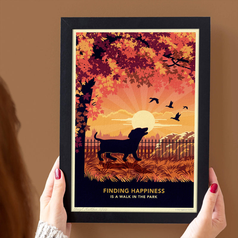 Dachshund In An Autumn Park - A Limited Edition Dog Print