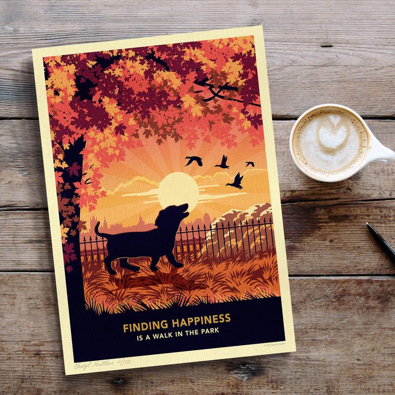 Dachshund In An Autumn Park - A Limited Edition Dog Print