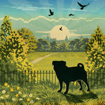 Pug In A Summer Park - A Limited Edition Dog Print.