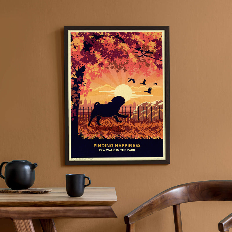 Pug In An Autumn Park - A Limited Edition Dog Print