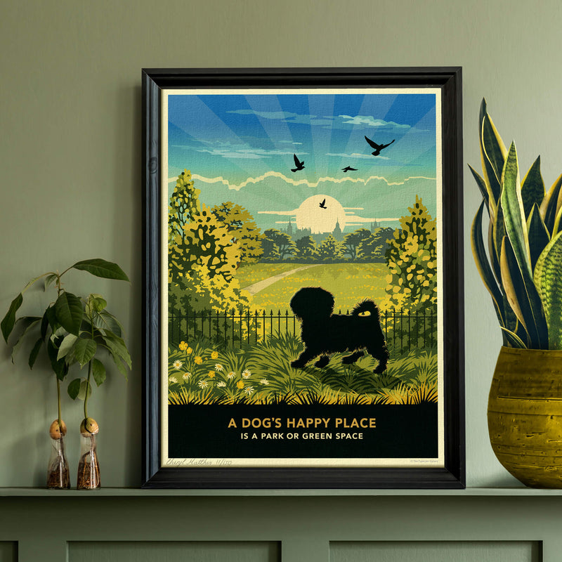 Shih Tzu or Maltese In A Summer Park - A Limited Edition Dog Print.