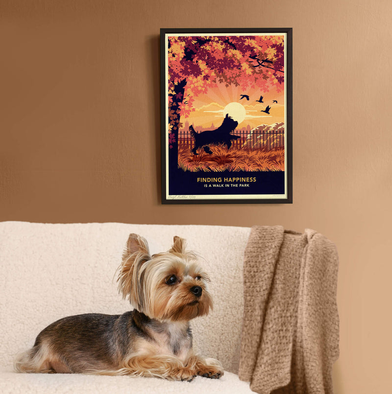 Yorkshire Terrier In An Autumn Park - A Limited Edition Dog Print