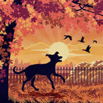 Whippet or Greyhound In An Autumn Park - A Limited Edition Dog Print