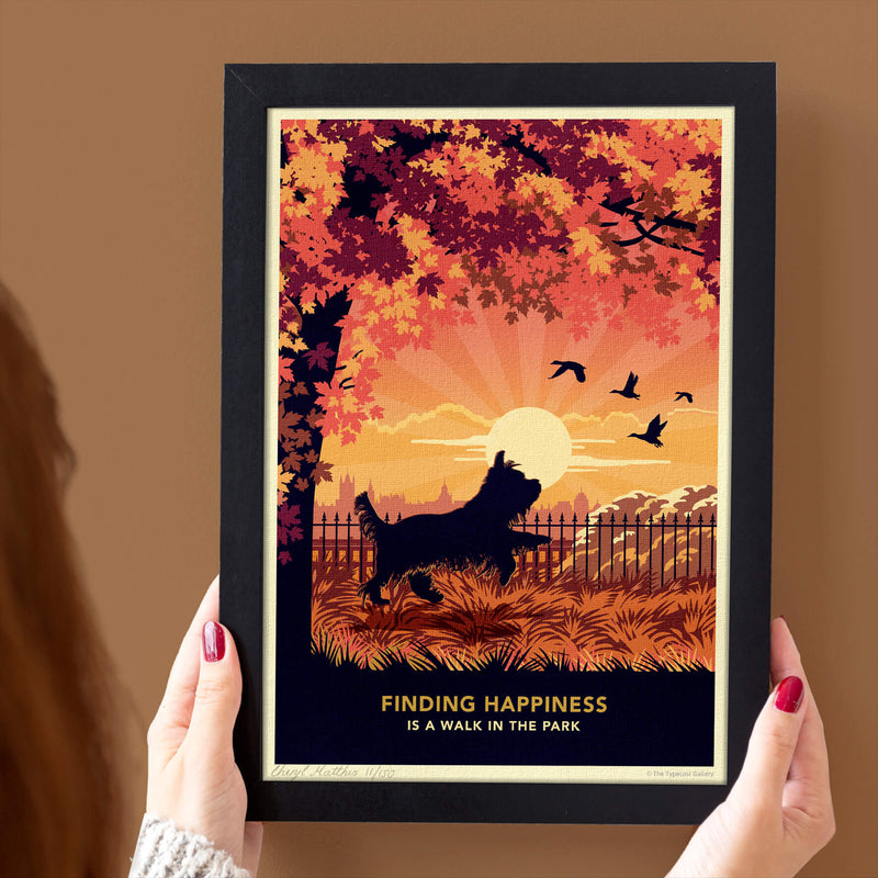 Yorkshire Terrier In An Autumn Park - A Limited Edition Dog Print