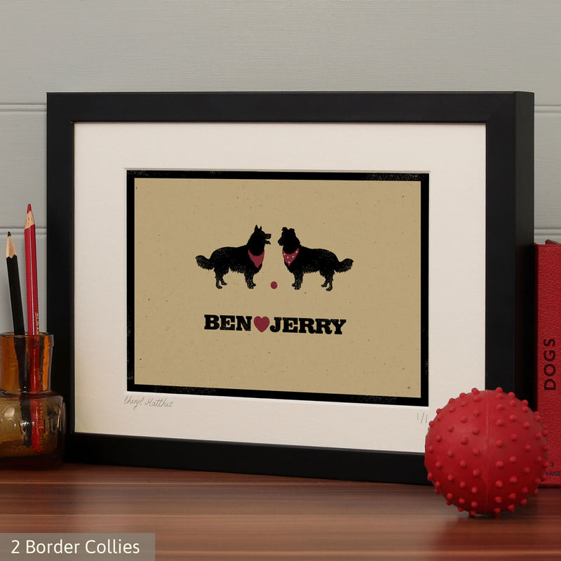 Personalised Border Collie Print For One Or Two Dogs